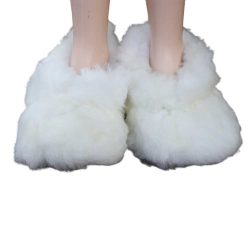 Adult Winter White Natural Alpaca Skin Slippers