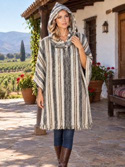 Big Andean Alpaca Stripped Poncho Andes Luxe