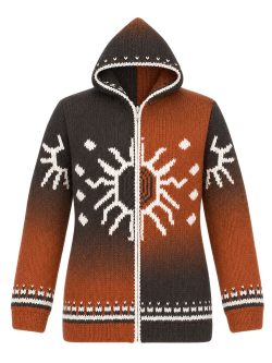 Alpaca Wool Women Sunburst Hooded Cardigan
