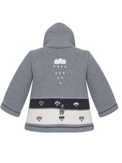 Hand-Knitted Wool Hooded Grey Child Cardigan Andes Luxe