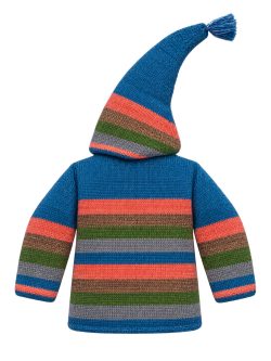 Merino Wool Blue Child Cardigan with Embroidery Andes Luxe
