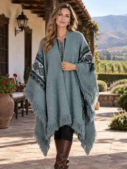 Alpaca Wool Grey Inca Princess Cape Andes Luxe