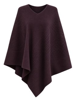 Eggplant Alpaca Wool Ribbed Poncho