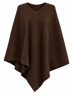 Espresso Alpaca Wool Ribbed Poncho