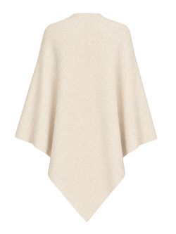 Alpaca and Merino Wool Winter White Poncho Andes Luxe