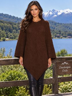 Alpaca and Merino Wool Mocha Poncho Andes Luxe Alpaca and Merino Wool Mocha Poncho