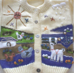Merino Wool Winter White Child Cardigan with Embroidery