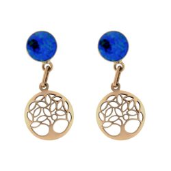 Liora Lapis Lazuli and Copper Tree of Life Hanging Earrings