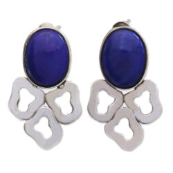Sterling Silver and Lapis Lazuli Petals Hanging Earrings