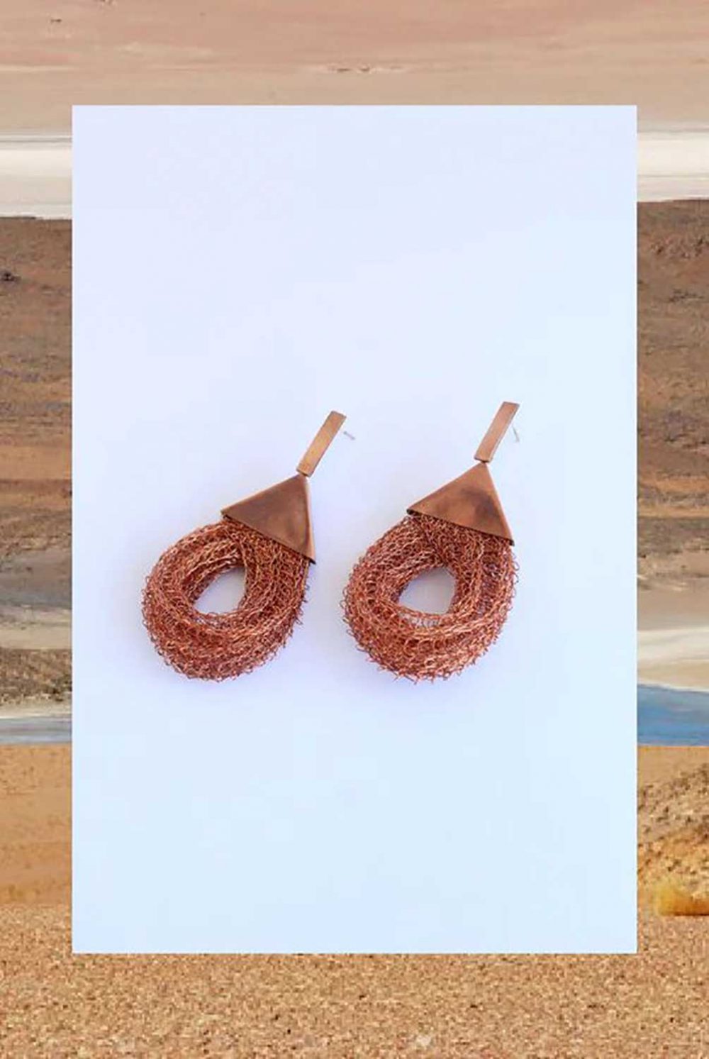 North Copper Mesh Earrings - Image 2