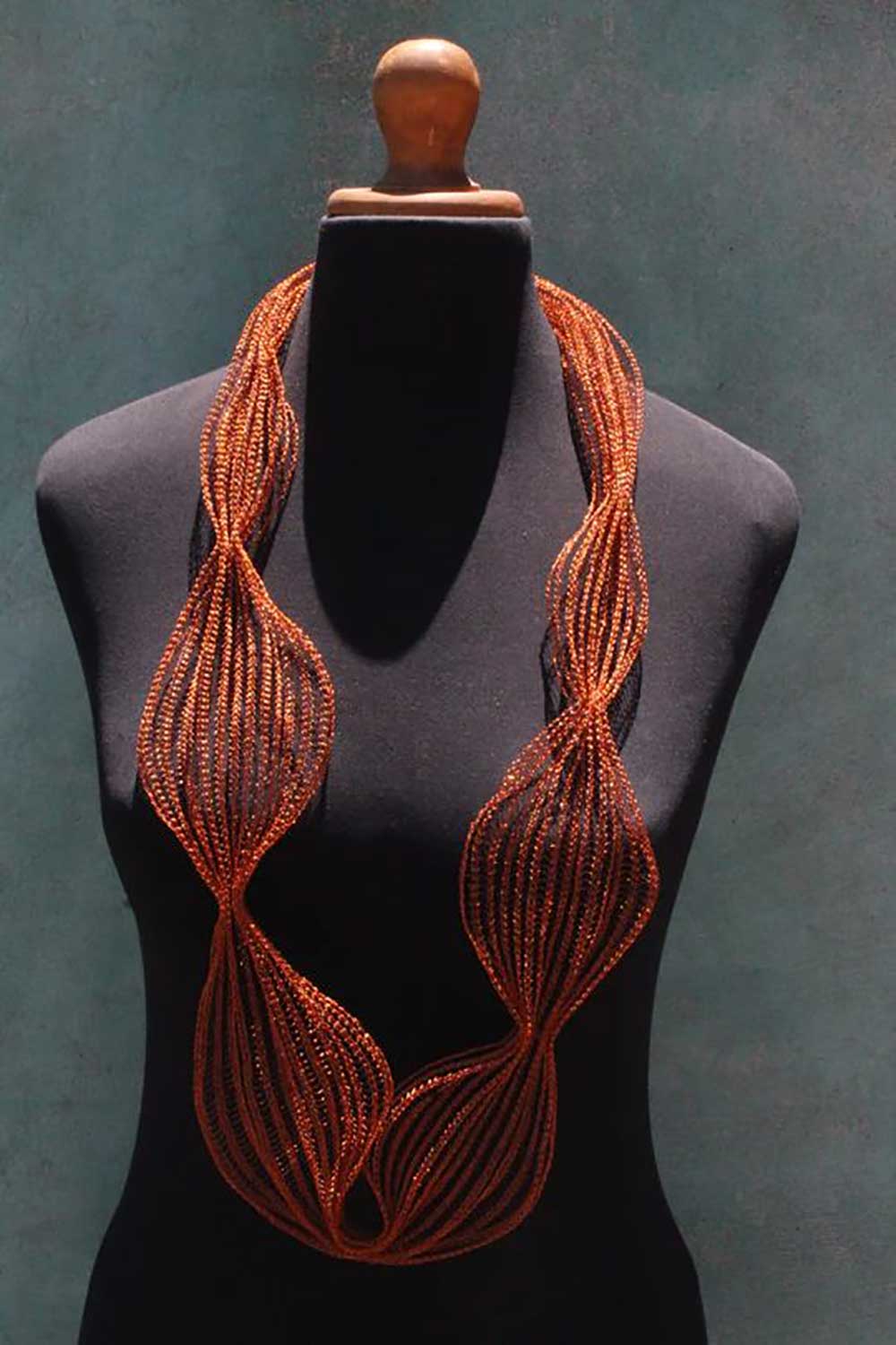 Long North Copper Mesh Necklace