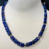 Barrel-Shaped Lapis Lazuli Beaded Necklace with Yellow 14K Gold Spacers