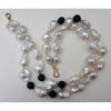 Double Strand Baroque Pearl Black and Onyx Necklace