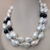 Double Strand Baroque Pearl Black and Onyx Necklace