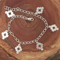 Sterling Silver Link Bracelet with 6 Pendants Trarikü Kayu Greca