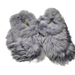 Adult Grey Natural Alpaca Skin Slippers