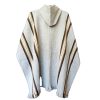 Winter White Alpaca Inca Design Hooded Poncho