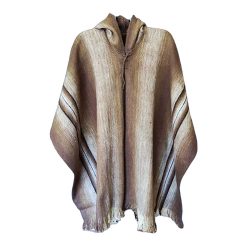 Camel Alpaca Inca Design Hooded Poncho