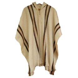 Beige Alpaca Inca Design Hooded Poncho