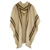 Beige Alpaca Inca Design Hooded Poncho