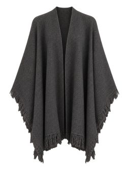 Alpaca Wool Dark Grey Solid Cape