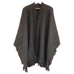 Alpaca Wool Dark Grey Solid Cape