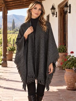 Alpaca Wool Dark Grey Solid Cape