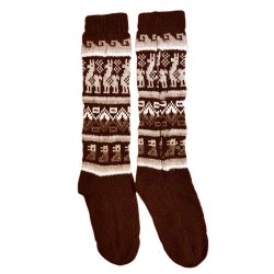 Brown Andean Long Alpaca Socks