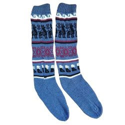 Blue Andean Long Alpaca Socks