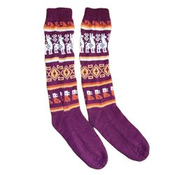 Burgandy Andean Long Alpaca Socks