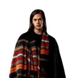 Kushku Alpaca Wool Poncho with Attached Scarf and Matching Beret in Black Andes Luxe