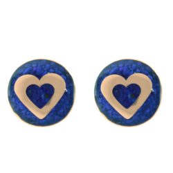 Mila Copper and Lapis Lazuli Post Heart Earrings