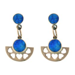 Valentina Lapis Lazuli and Copper Hearts Hanging Earrings Andes Luxe