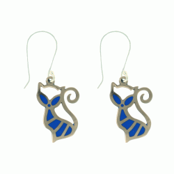 Luna Copper and Lapis Lazuli Cat Earrings Andes Luxe