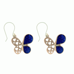 Aurora Copper and Lapis Lazuli Butterfly Heart Earrings Andes Luxe