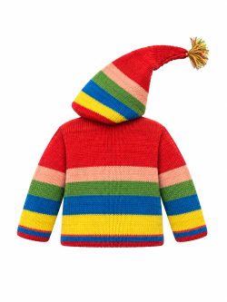 Hand-Knitted Wool Hooded Red Child Cardigan Andes Luxe