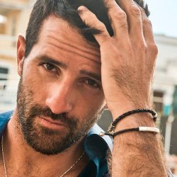 Alisios Men’s Black Leather and Sterling Silver Bracelet Andes Luxe Alisios Men's Black Leather and Sterling Silver Bracelet