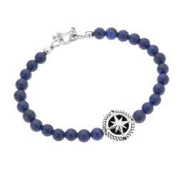 Amazonas Men's Sterling Silver and Sodalite Compass Bracelet