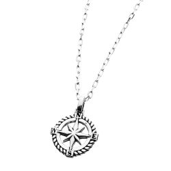 Amazonas Men's Sterling Silver Compass Necklace