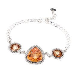 Amber Sterling Silver and Crystal Bracelet