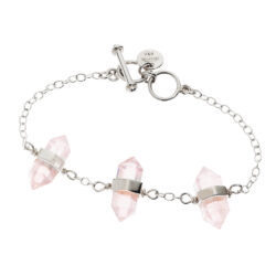 Amor Sterling Silver and Rose Quartz Bracelet