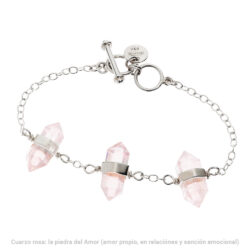 Amor Sterling Silver and Rose Quartz Bracelet