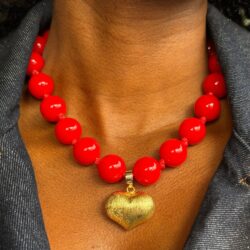 Amore Mio Red Bead Heart Necklace
