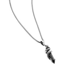 Anaconda Men’s Sterling Silver and Obsidian Necklace Andes Luxe Anaconda Men's Sterling Silver and Obsidian Necklace