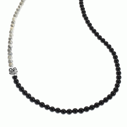 Argos Men’s Sterling Silver, Obsidian and Gray Jasper Skull Necklace Andes Luxe Argos Men's Sterling Silver, Obsidian and Gray Jasper Skull Necklace