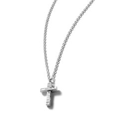 Arrecife Men's Hammered Sterling Silver Cross Necklace