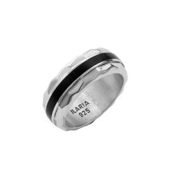 Arrecife Men's Sterling Silver and Obsidian Ring