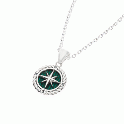 Atenas Men’s Sterling Silver and Malachite Compass Rose Necklace Andes Luxe Atenas Men's Sterling Silver and Malachite Compass Rose Necklace