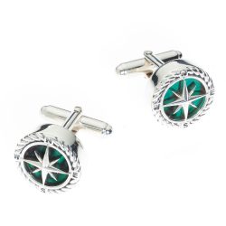 Atenas Sterling Silver and Malachite Cufflinks