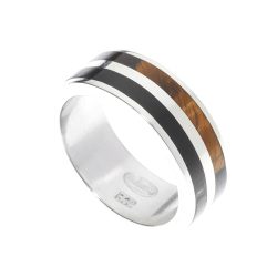 Athos Men's Sterling Silver, Tiger's Eye and Obsidian Ring